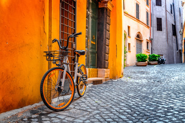 Retro bike parked in Rome