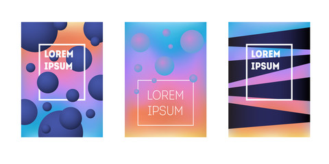 Set of three abstract covers. Beautiful modern gradient
