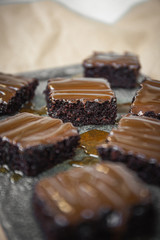 Chocolate brownies with salted caramel