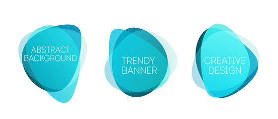 Color abstract liquid shape. Set of fluid color overlap gradient badges.