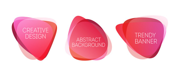 Color abstract liquid shape. Set of fluid color overlap gradient badges.