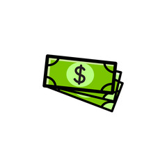 Dollars pack cartoon icon, concept of money, symbol of profit. Vector illustration, si,ple drawing editable stroke, isolated