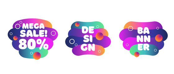 Vector fluid gradient liquid abstract geometric shapes. Futuristic trendy elements for minimal banner, logo, social post.