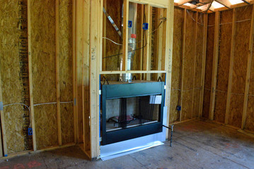 new construction framing with fireplace