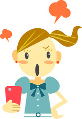 女子　スマホ　ぷんすこ