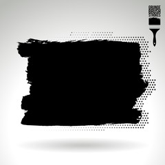Black brush stroke and texture. Grunge vector abstract hand - painted element. Underline and border design.