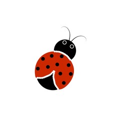 Ladybird isolated. Illustration ladybug. Cute colorful sign red insect symbol spring, summer, garden. Template for t shirt, apparel, card, poster, etc. Design element Vector illustration.