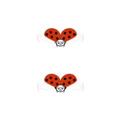 Ladybirds isolated. Illustration ladybugs fly. Cute colorful sign red insect symbol spring, summer, garden. Template for t shirt, apparel, card, poster, etc. Design element Vector illustration.