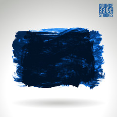 Blue brush stroke and texture. Grunge vector abstract hand - painted element. Underline and border design.