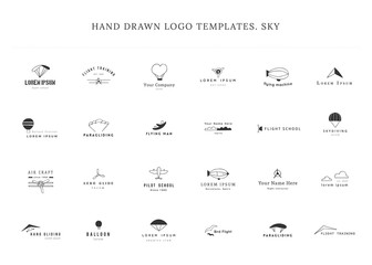 Set of hand drawn vector logo templates. Sky sports.