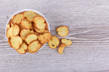 Wheat crackers on wood