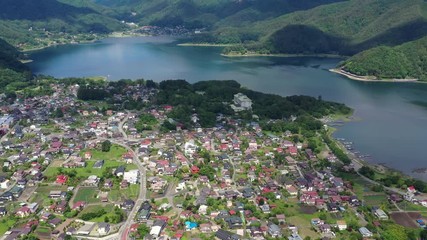 Aerial view of the Kawaguchiko in japan