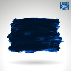 Blue brush stroke and texture. Grunge vector abstract hand - painted element. Underline and border design.