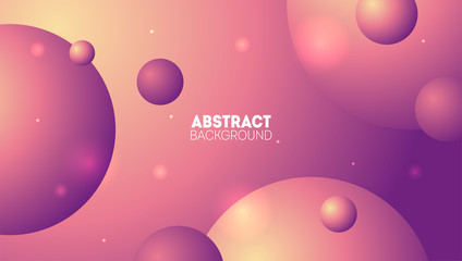 Shining space background with 3d spheres. Beautiful gradient 