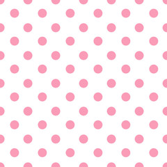 Pink and white seamless polka dot pattern vector