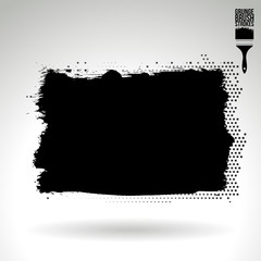 Black brush stroke and texture. Grunge vector abstract hand - painted element. Underline and border design.