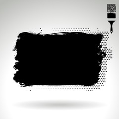 Black brush stroke and texture. Grunge vector abstract hand - painted element. Underline and border design.