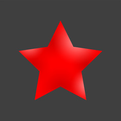 Red star vector icon on grey background