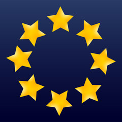 Obraz premium Eight gold stars on blue background. Quality sign