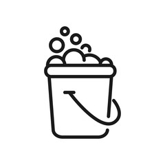 bucket with foam - minimal line web icon. simple vector illustration. concept for infographic, website or app.