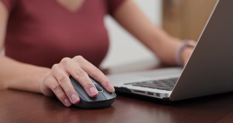 Woman work on computer at home