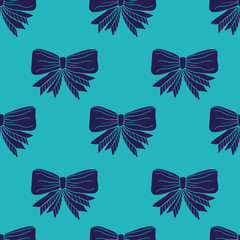 Bows Seamless pattern. Girly fashion background. Vector pattern print design in turquoise and white color