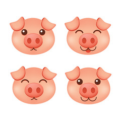 Set of cute pig faces. 