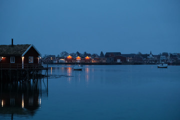 Fototapeta premium Reine at night, Lofoten, Norway.