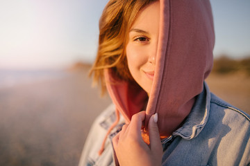 Happy woman at the beach