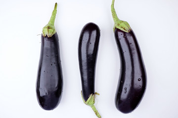 Eggplant on a white background. View from above