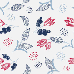 Floral bouquet vector pattern with small flowers and leaves