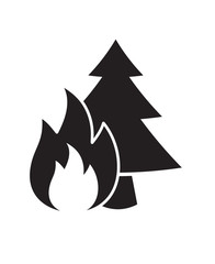 Vector flat black forest fire icon isolated on white background