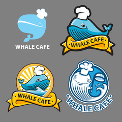 Whale cafe logo template