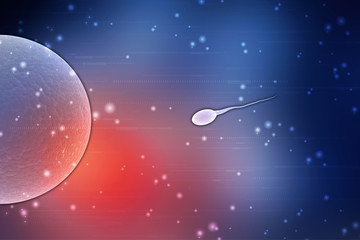 Fototapeta na wymiar 3d illustration showing sperms and egg
