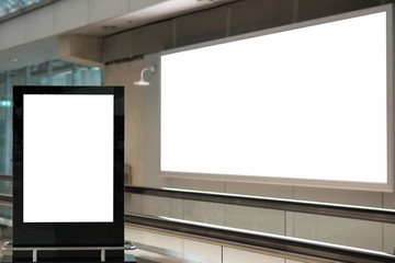 twoBlank advertising billboard at airport,mockup poster media template ads display