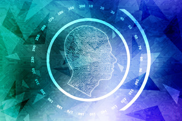 2d illustration digital Artificial mind concept