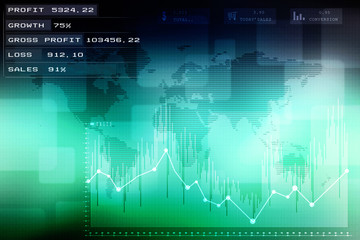 2d rendering Stock market online business concept. business Graph 