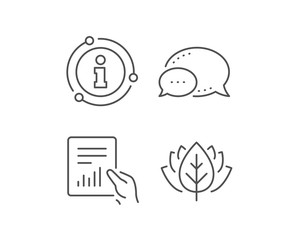 Hold Report document line icon. Chat bubble, info sign elements. Analysis Chart or Sales growth sign. Statistics data symbol. Linear document outline icon. Information bubble. Vector