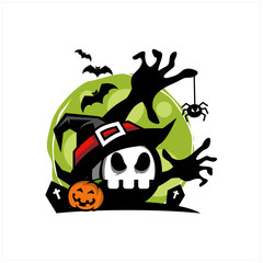 Skull Face Halloween Theme Logo Vector