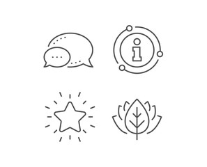 Rank star line icon. Chat bubble, info sign elements. Success reward symbol. Best result sign. Linear rank star outline icon. Information bubble. Vector