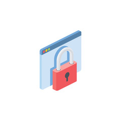 Window lock. Vector 3d isometric, color web icons set, new flat style. Creative illustration design, idea for infographics.