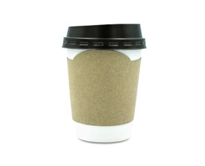 Mockup blank takeaway paper coffee cup isolated on white background with clipping path.