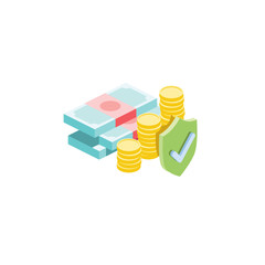 Financial security. Vector 3d isometric, color web icons set, new flat style. Creative illustration design, idea for infographics.