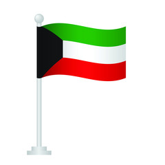 kuwait flag. National flag of kuwait on pole vector 