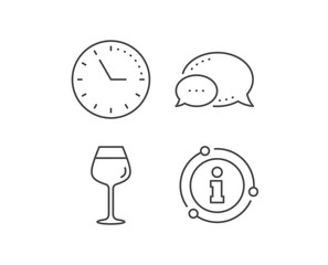 Wine glass line icon. Chat bubble, info sign elements. Bordeaux glass sign. Linear bordeaux glass outline icon. Information bubble. Vector