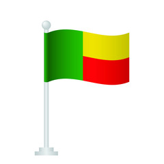 Benin flag. National flag of Benin on pole vector 
