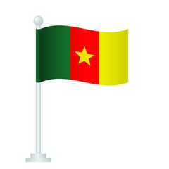 Cameroon flag. National flag of Cameroon on pole vector 