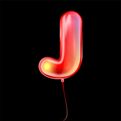 Red metallic balloon, inflated alphabet symbol J