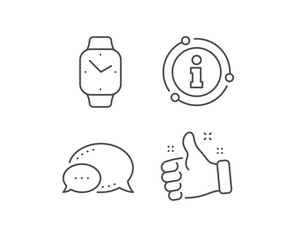 Digital time line icon. Chat bubble, info sign elements. Clock sign. Smartwatch symbol. Linear smartwatch outline icon. Information bubble. Vector