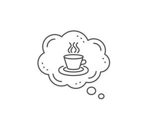 Tea or Coffee line icon. Chat bubble design. Hot drink sign. Fresh beverage symbol. Outline concept. Thin line tea cup icon. Vector